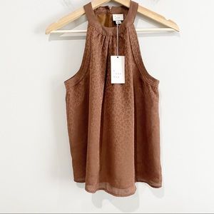 A NEW DAY Brown Sleeveless Halter Neck Top Leopard Print NWT, Size Small